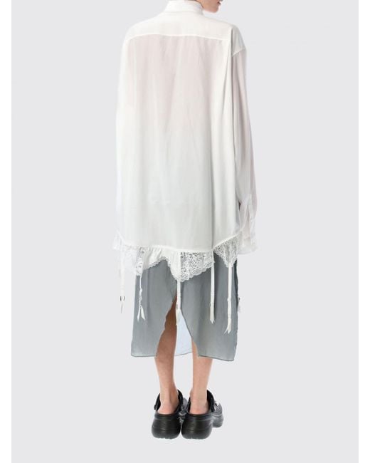 Balenciaga White Elegant Shirt With Lace Detailing And Front Pocket