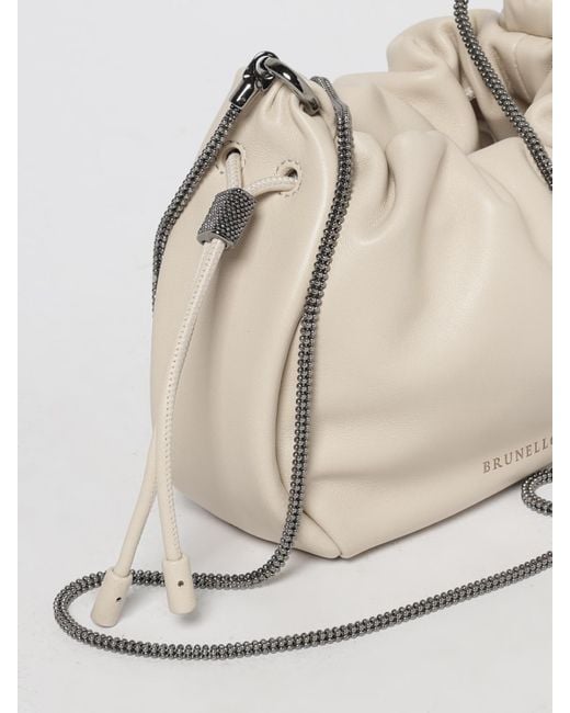Borsa Bucket Mellow Mini di Brunello Cucinelli in Natural