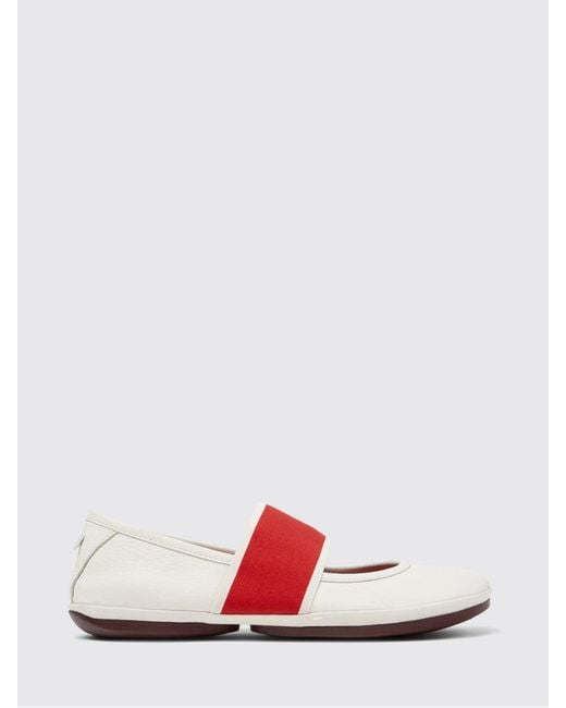 Camper White Right Nina Leather Ballerina