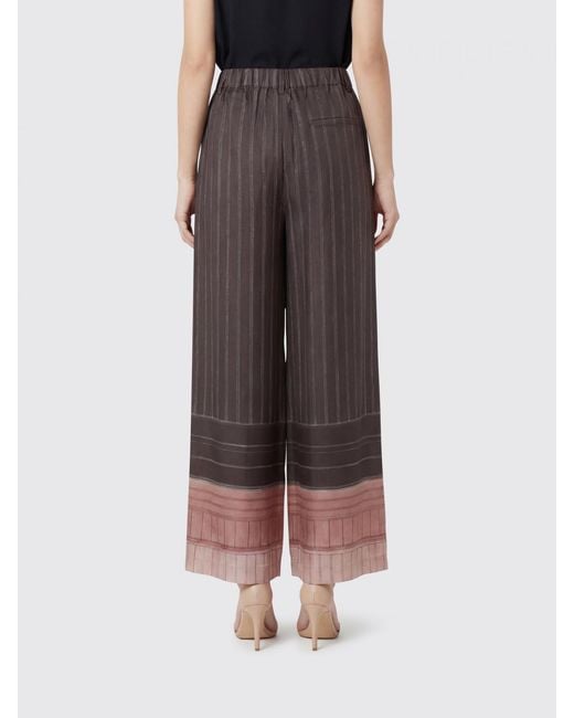 Alysi Brown Striped Silk Palazzo Trousers