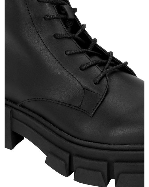 Philipp Plein Black Monogram Calfskin Combat Boots With Hexagon Logo for men