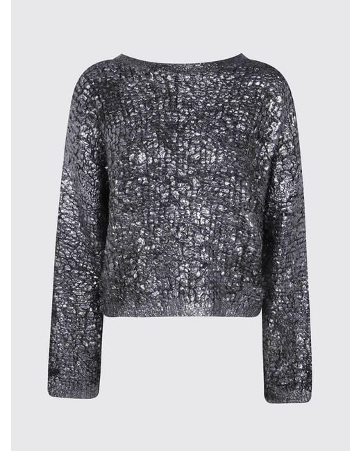 Avant Toi Blue Cashmere And Silk Crewneck Jumper Embellished With Sequin Embroidery