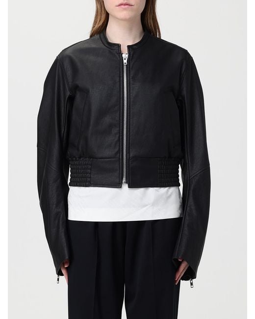 MM6 by Maison Margiela Blue Faux Leather Bomber Jacket