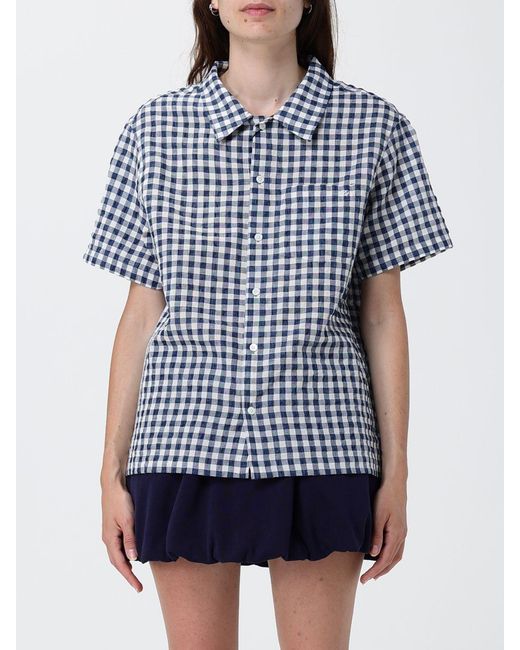 DUNST Blue Casual Striped Cotton Poplin Shirt