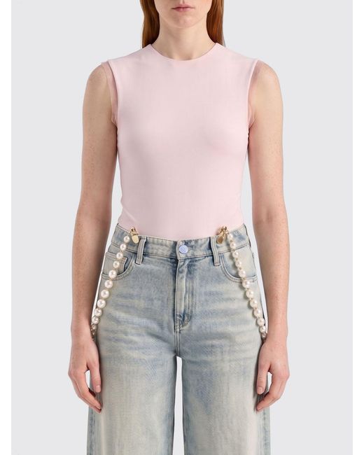 Genny Blue Slim Fit Stretch-Technical Fabric Top With Crew Neck