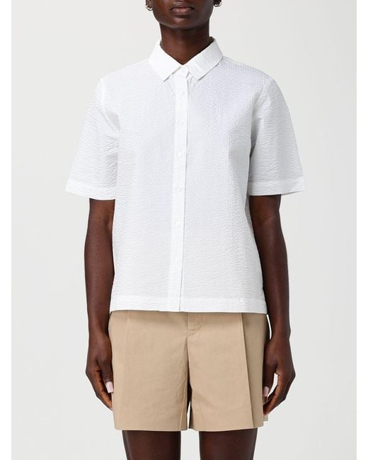 Sun 68 White Seersucker Cotton Shirt