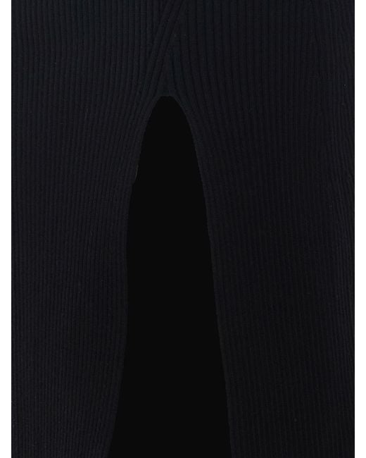 Elisabetta Franchi Blue Jersey Midi Sheath Dress With Front Slit