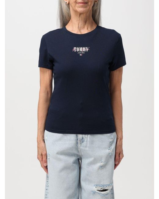 T-shirt in cotone di Tommy Hilfiger in Blue
