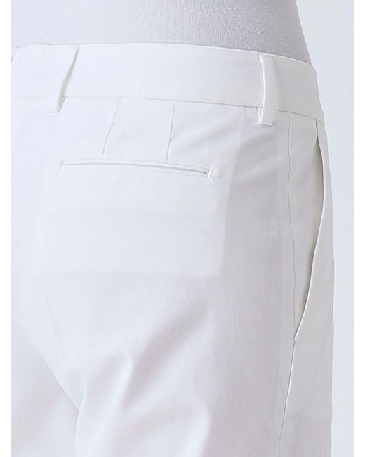 PT Torino White Cotton Slim Trousers