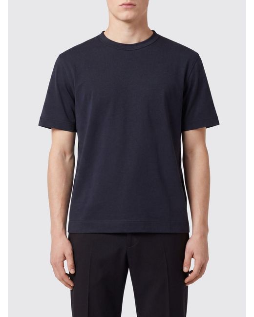 Zegna Blue Cotton And Silk T-Shirt for men
