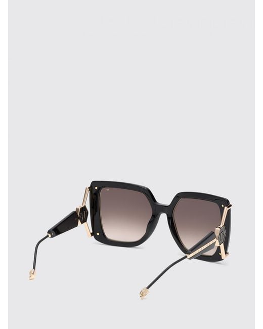 Philipp Plein Black Queen Cat-Eye Sunglasses With Tortoiseshell Frame And Hexagon Logo