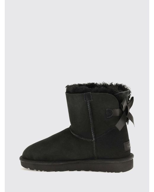 Ugg Black Mini Bailey Bow Ii Suede Ankle Boots With Bow Detail