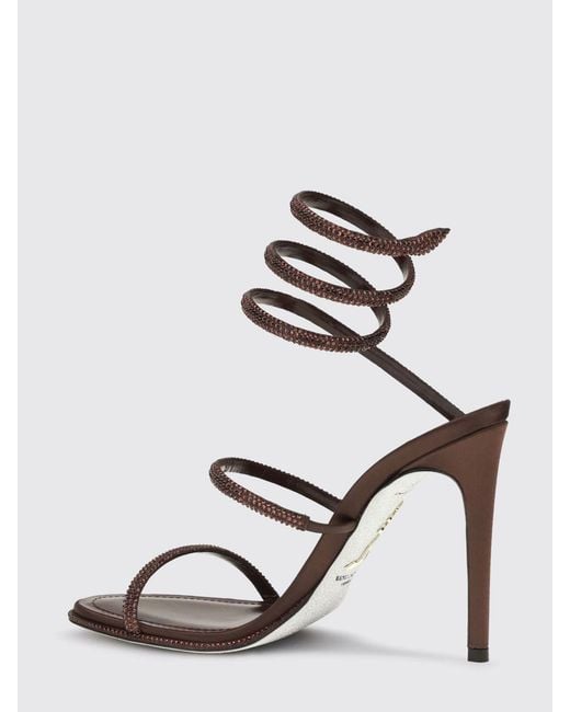 Rene Caovilla Metallic Cleo Crystal-Embellished Spiral Strap High-Heeled Sandals