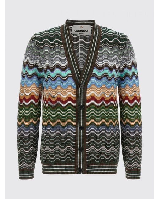 Missoni Gray Zig Zag Cotton Blend Cardigan for men