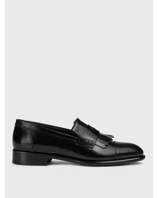 Doucal's Black Leather Loafers for men