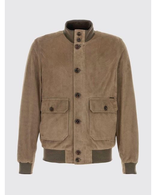 Moorer Brown Suede Bomber Jacket for men