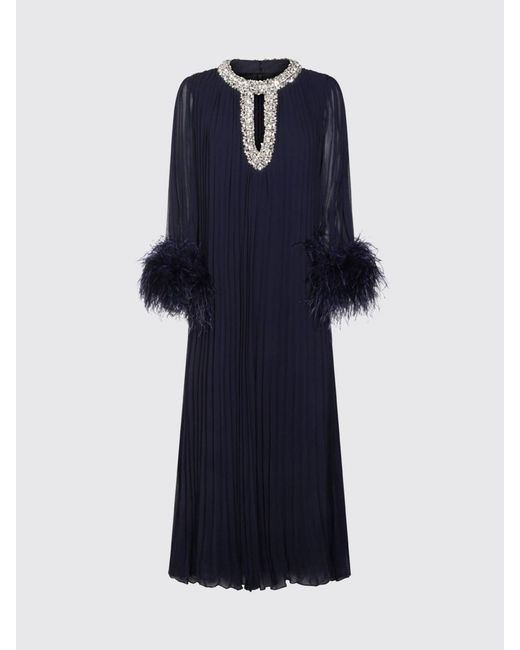 Self-Portrait Black Chiffon Dress With Crystals And Feathers