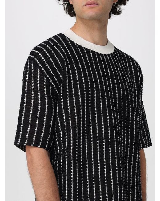 Jil Sander Black Striped Cotton T-Shirt for men