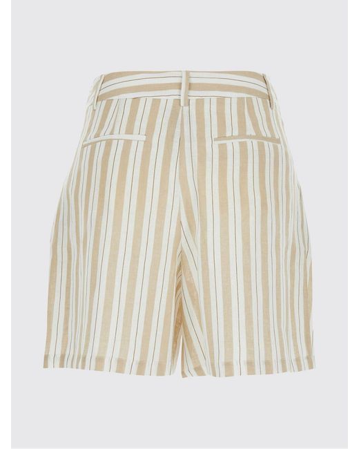 Semicouture White High-Waisted Striped Linen Shorts With Belt Loops