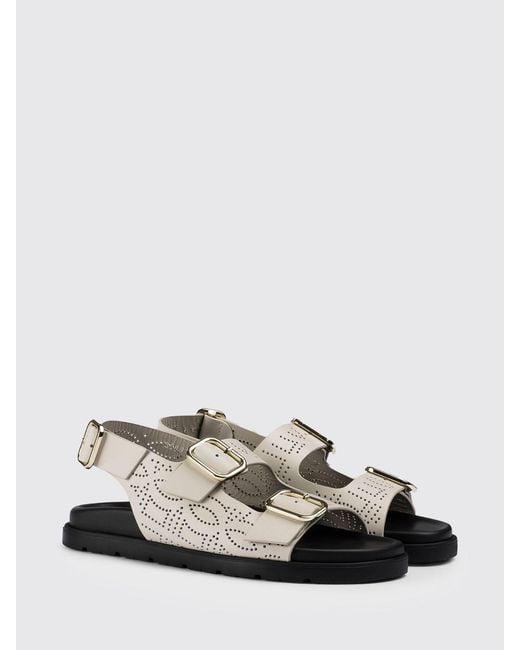 Doucal's White Perforated Leather Sandals