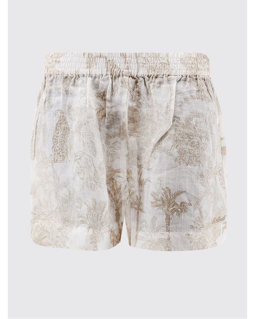 Mc2 Saint Barth Pink Ramie Shorts With An Elasticated Waist And Slash Pockets