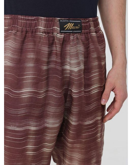 Marni Red Ramie Jogging Shorts for men