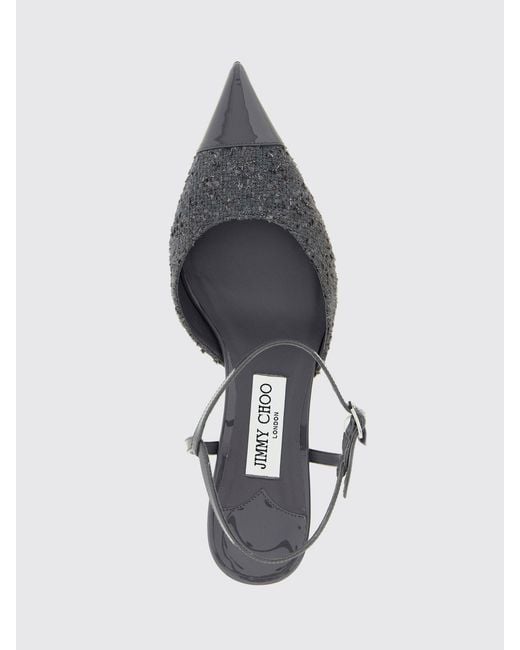 Jimmy Choo White Aren Tweed And Patent Leather Slingback