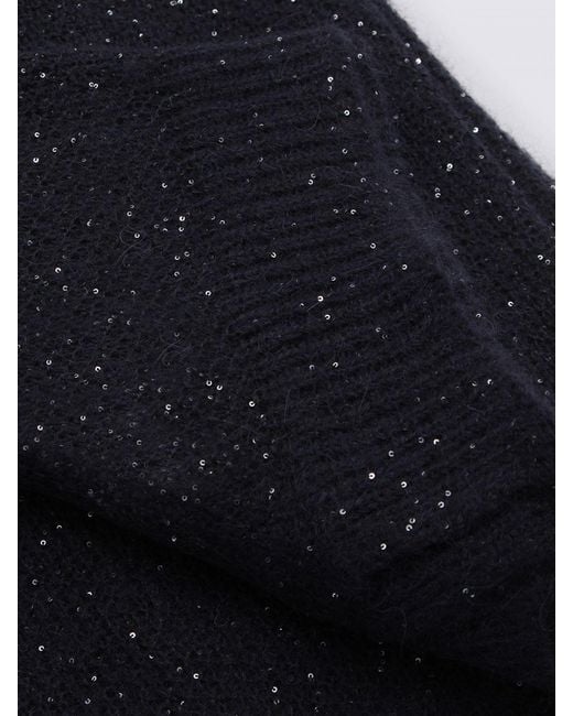 Fabiana Filippi Blue Merino Wool Scarf With Sequins