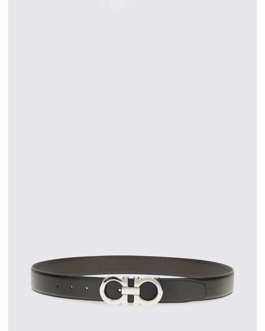 Ferragamo White Gancini Calfskin Leather Belt for men