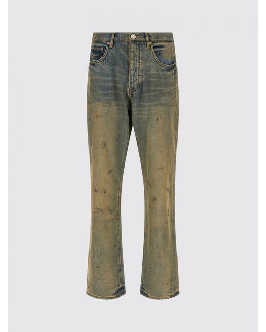 Purple Green Dirty Oil Repair Denim Jeans for men
