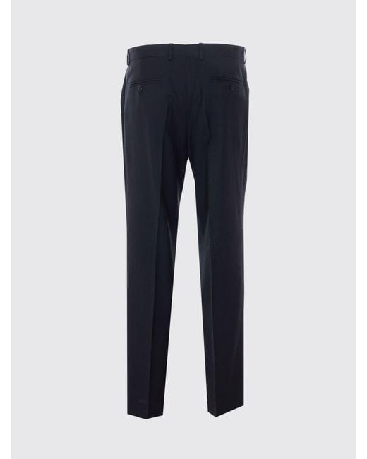 sunflower Blue Slim Fit Virgin Wool Tailored Trousers With Off-Centre Closure for men