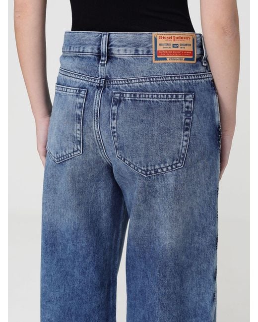 DIESEL Blue Wide-Leg Cotton Denim Jeans