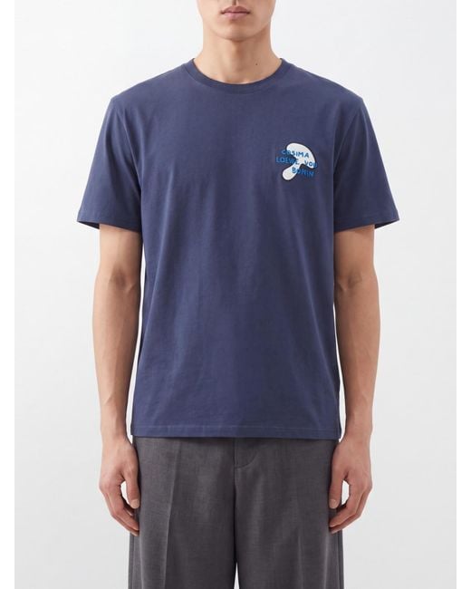 Emanuel Ungaro Blue Crewneck Cotton T-Shirt With Contrast Logo for men