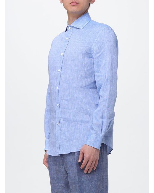 Brunello Cucinelli Blue Linen Shirt for men