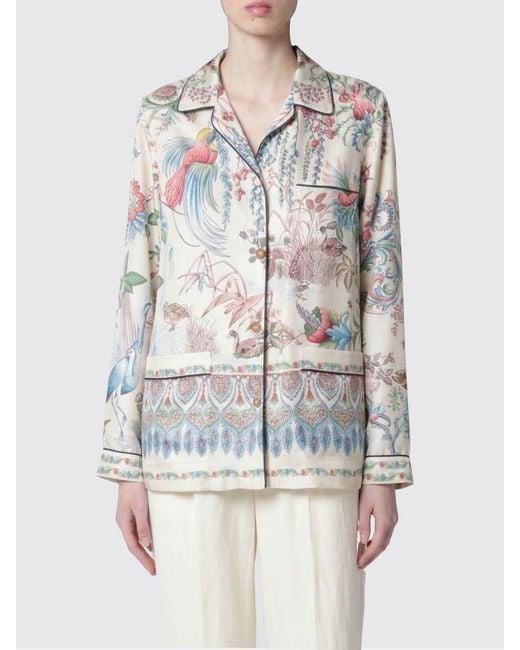 Etro White Paisley Print Twill Shirt