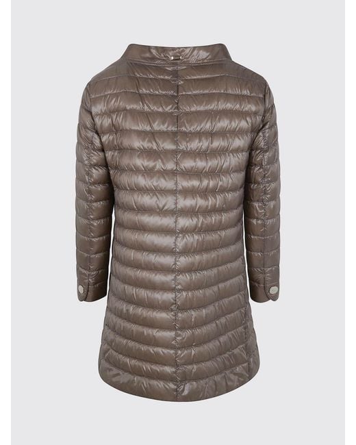 Herno Brown Rossella Ultra-Light Nylon Short Down Jacket With Mandarin Collar