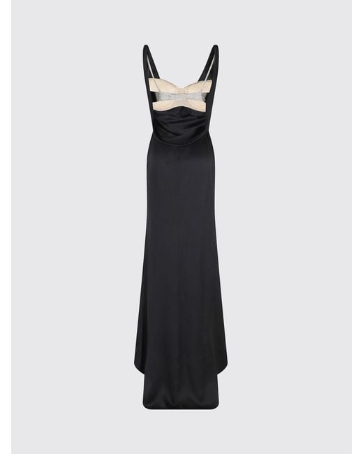 GIUSEPPE DI MORABITO Black Satin Midi Dress With Rhinestones