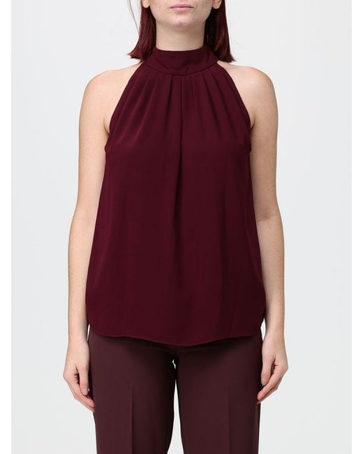 Hanita Red Single-Breasted Polyester Blazer With Lace Inserts And V-Revers
