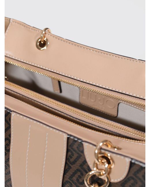 Liu Jo Brown Grained Faux Leather Bag With All Over Monogram