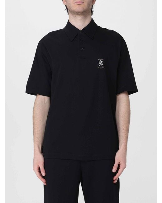 ARMANI EXCHANGE Black Cotton Polo Shirt With Logo for men