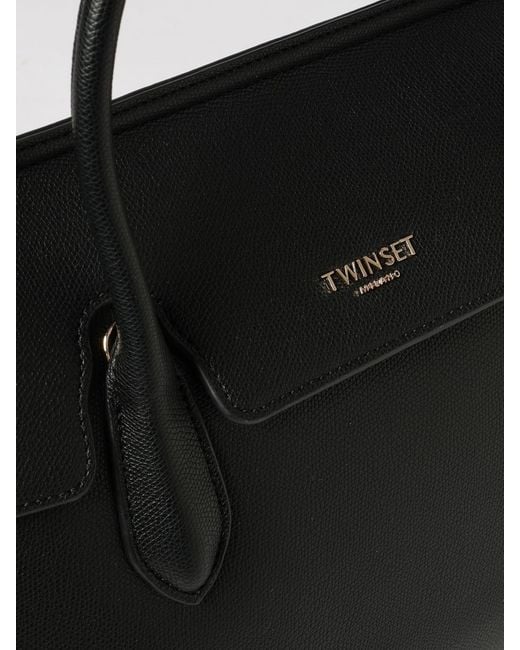 Twinset Black Grained Faux Leather Bag