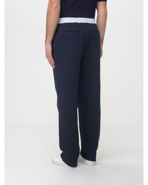 Brunello Cucinelli Blue Cotton And Linen Jogging Pants for men