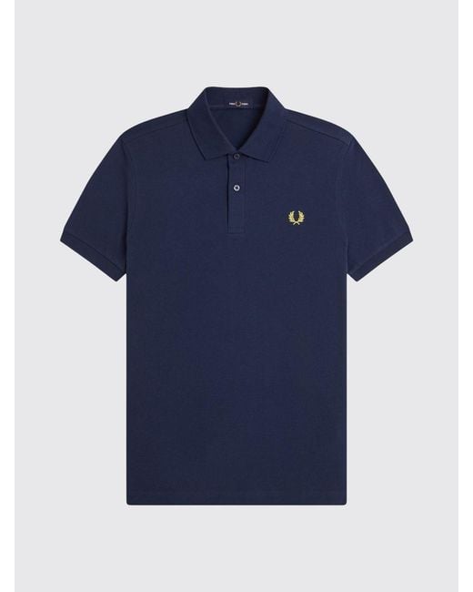 Fred Perry Blue Cotton Polo Shirt With Logo for men