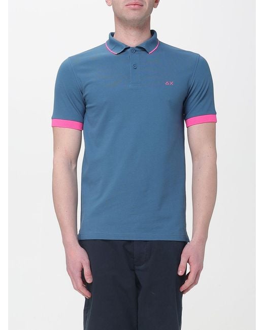Sun 68 Blue Cotton Polo Shirt for men