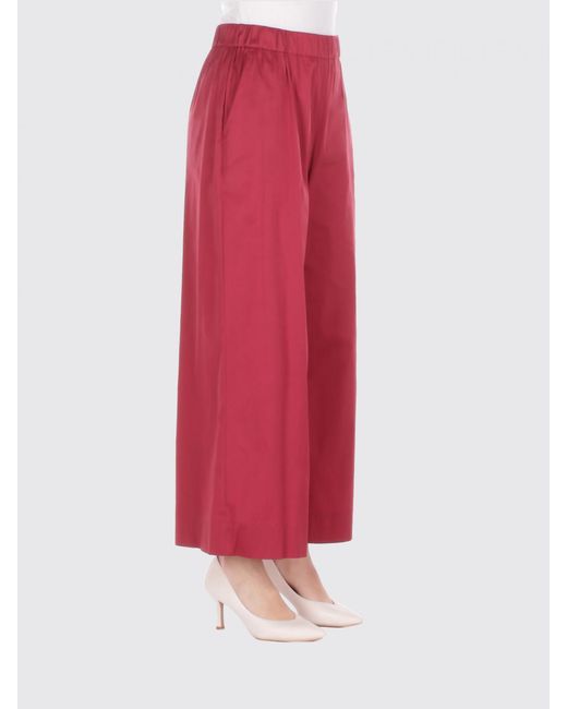 Max Mara Red Cotton Blend Palazzo Trousers By
