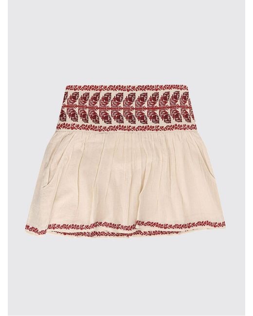Isabel Marant Natural Embroidered Cotton Skirt