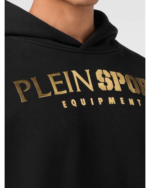 Philipp Plein Black Relaxed Fit Jersey Hoodie With Contrast Logo for men