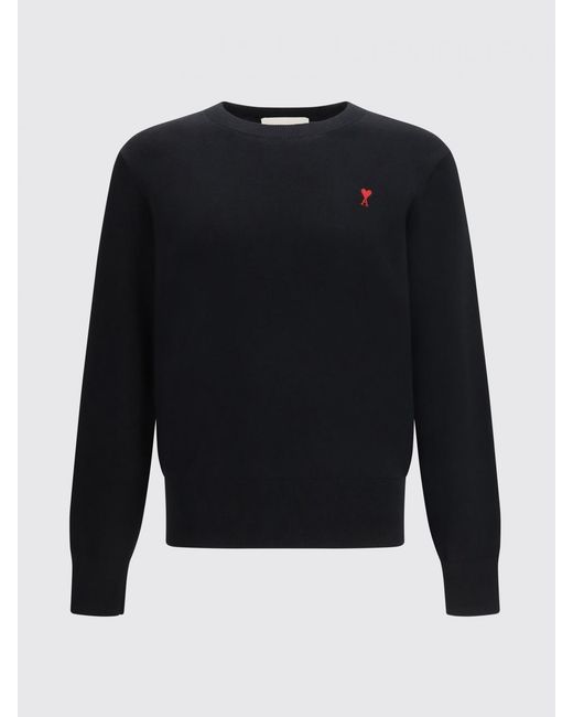 Jersey De Lana Con Cuello Redondo Y Logo AMI de hombre de color Black