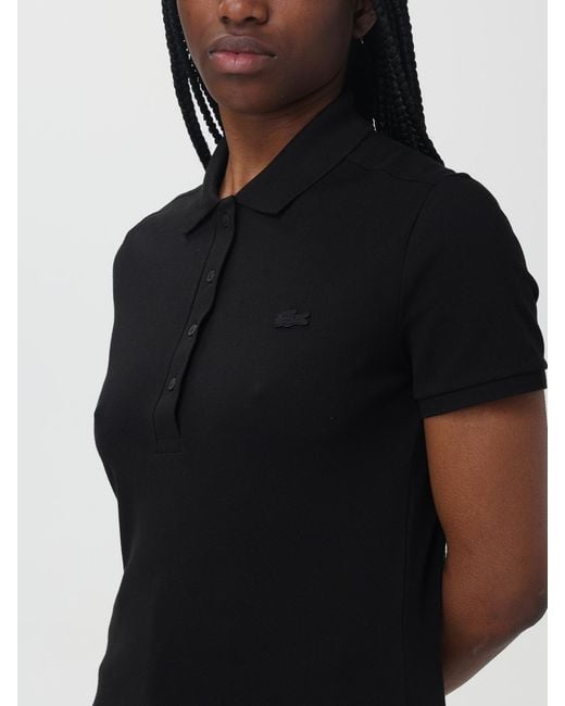 Polo De Piqué De Algodón Lacoste de color Black