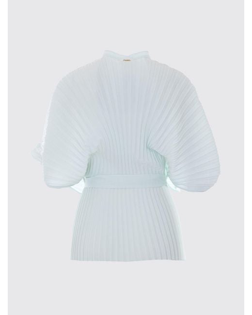 Twinset Blue Pleated Crêpe Shirt